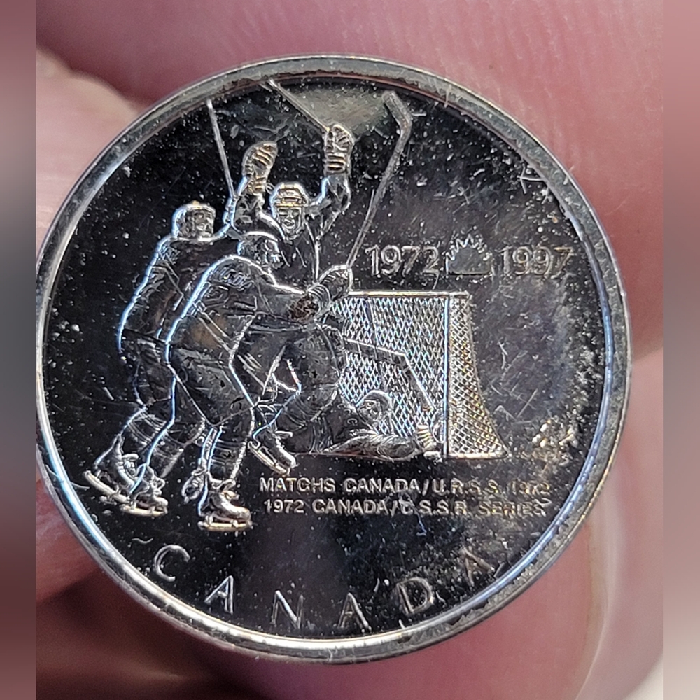 CANADA - USSR 1972 SUMMIT SERIES 25 YEARS ANN. .925  SILVER MINT PIN